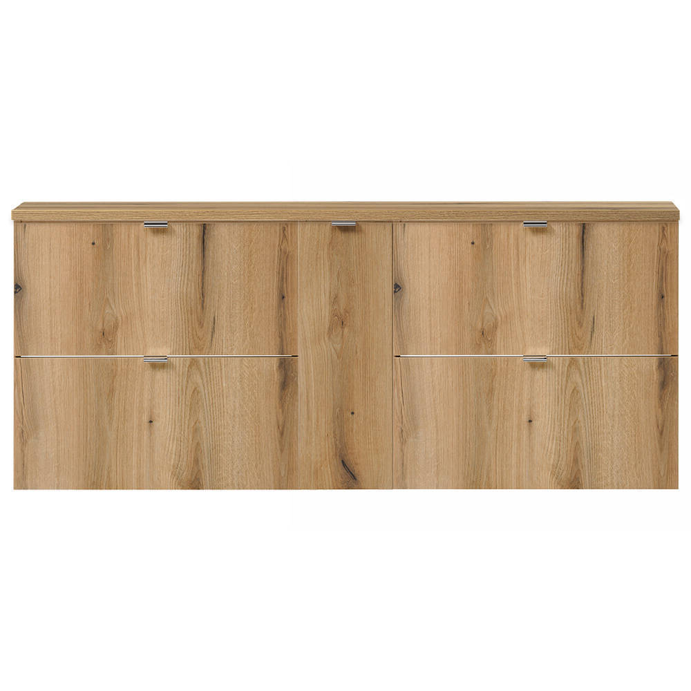 Umywalka podwójna Skelbolu 140x60x40 cm z drzwiami i szufladami dąb [en.casa]