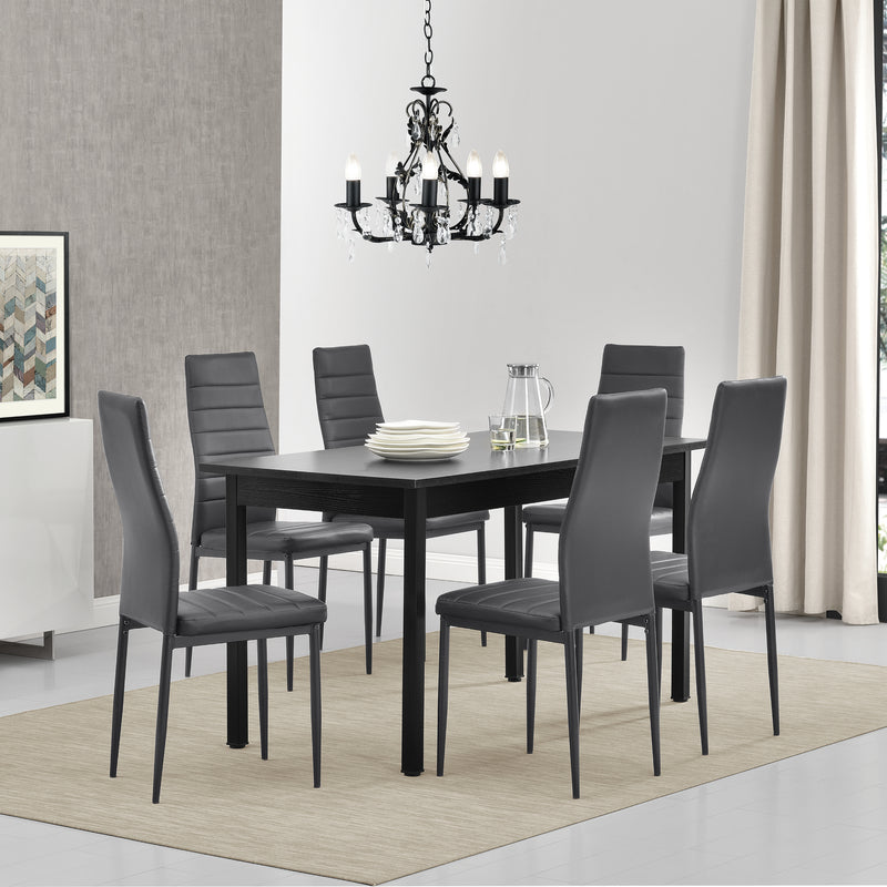Szkic wymiarowy [en.casa]® Zestaw do kuchni jadalny stół 140x60 cm + krzesło 6 szt. (różne kolory)