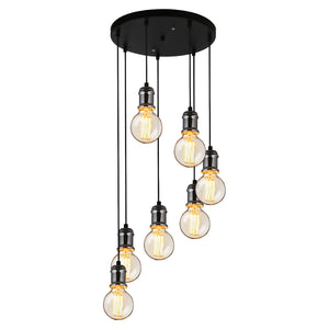 [lux.pro]® Lampa wisząca sufitowa - czarno-srebrna (7 x E27)