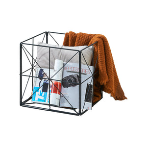 Kosz na gazety Temse 40x40x40cm metalowy czarny [en.casa]