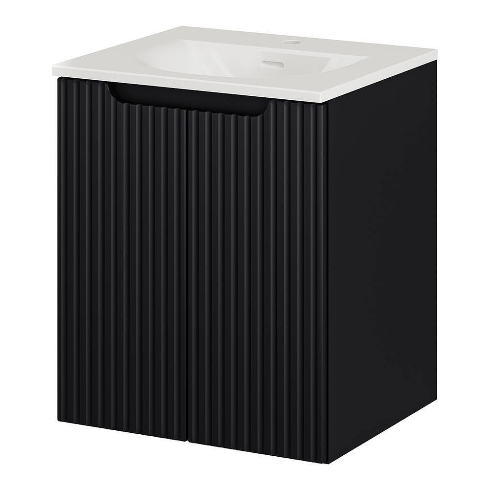 Czarna umywalka Skelbolu [en.casa]